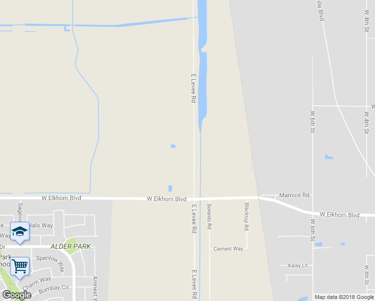 map of restaurants, bars, coffee shops, grocery stores, and more near 6635 East Levee Road in Rio Linda