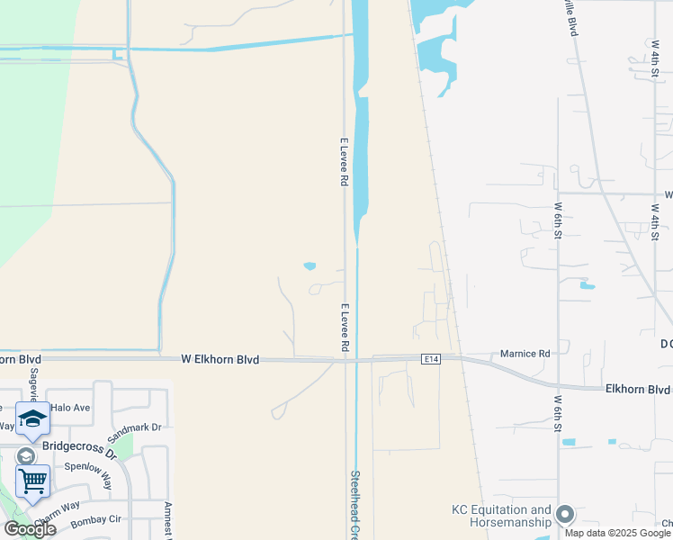 map of restaurants, bars, coffee shops, grocery stores, and more near 6635 East Levee Road in Rio Linda