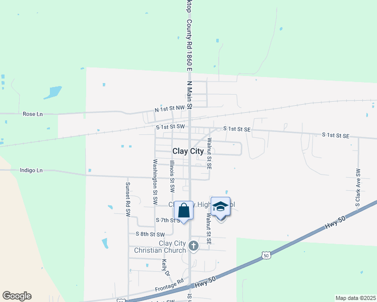 map of restaurants, bars, coffee shops, grocery stores, and more near in Clay City