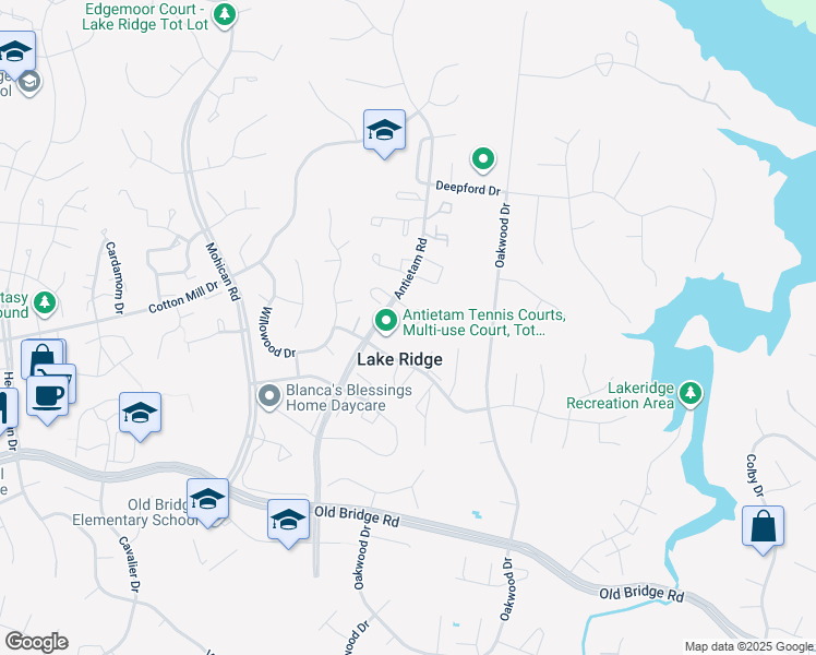 map of restaurants, bars, coffee shops, grocery stores, and more near 2857 Burgundy Place in Woodbridge