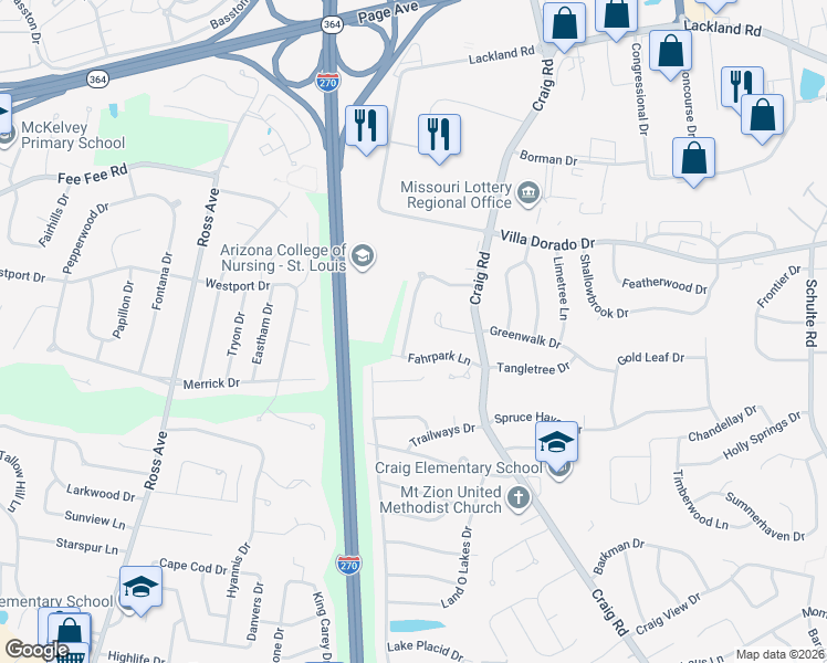 map of restaurants, bars, coffee shops, grocery stores, and more near 1658 Preston Park Lane in St. Louis
