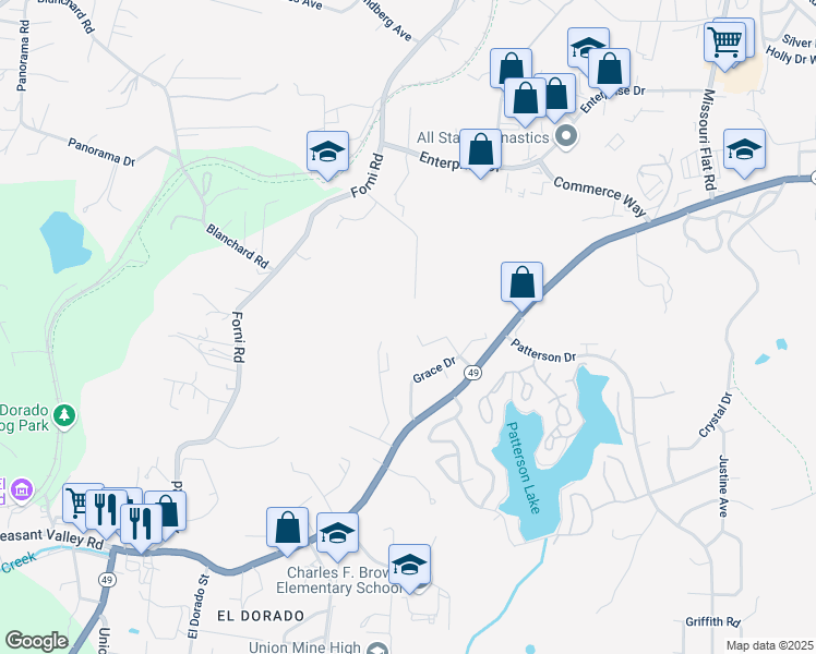 map of restaurants, bars, coffee shops, grocery stores, and more near 2500 Ryan Court in Diamond Springs