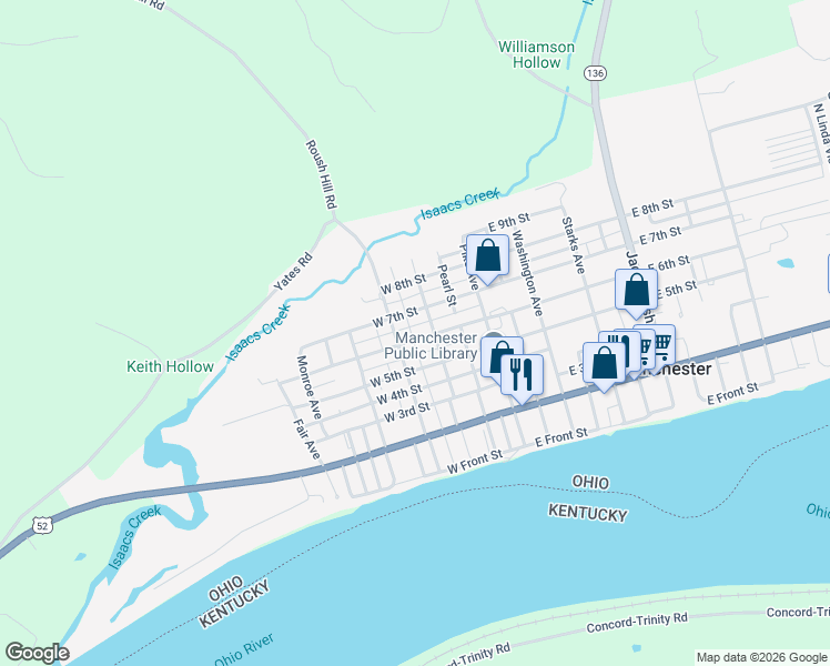 map of restaurants, bars, coffee shops, grocery stores, and more near 309 West 6th Street in Manchester
