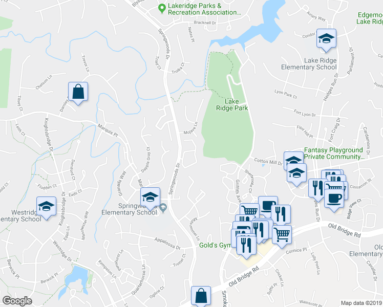map of restaurants, bars, coffee shops, grocery stores, and more near 12094 Stallion Court in Woodbridge