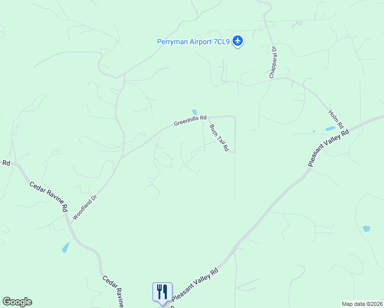 map of restaurants, bars, coffee shops, grocery stores, and more near 4771 Greenhills Road in Placerville