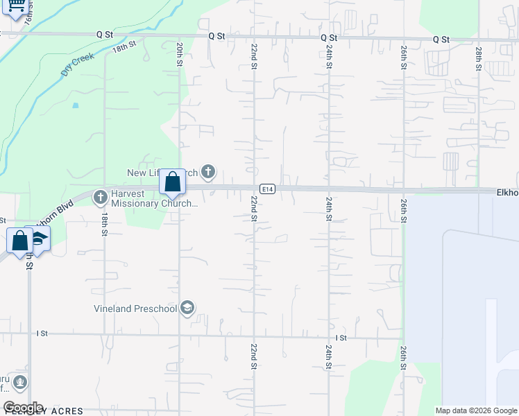map of restaurants, bars, coffee shops, grocery stores, and more near 6720 22nd Street in Rio Linda