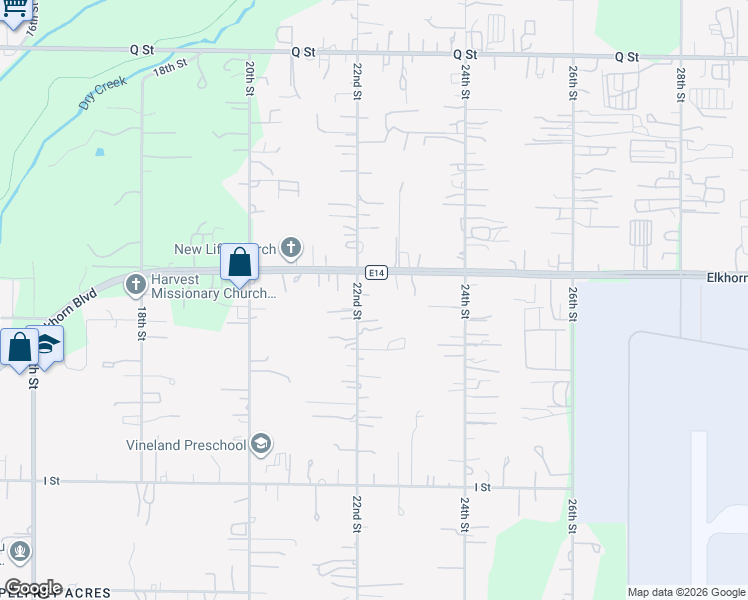 map of restaurants, bars, coffee shops, grocery stores, and more near 6720 22nd Street in Rio Linda