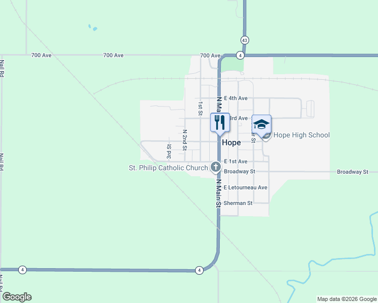 map of restaurants, bars, coffee shops, grocery stores, and more near 31 West 1st Avenue in Hope