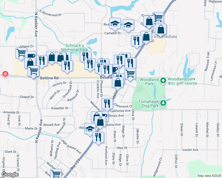 map of restaurants, bars, coffee shops, grocery stores, and more near 606 Kinloch Avenue in Collinsville