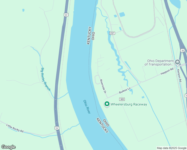 map of restaurants, bars, coffee shops, grocery stores, and more near 241 Riverside Drive in Wheelersburg