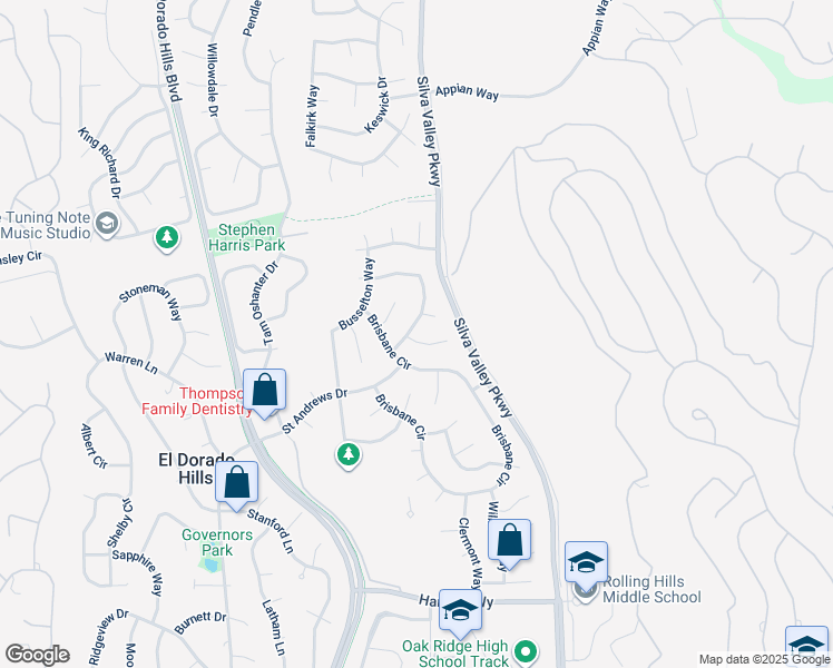 map of restaurants, bars, coffee shops, grocery stores, and more near 4705 Broome Place in El Dorado Hills