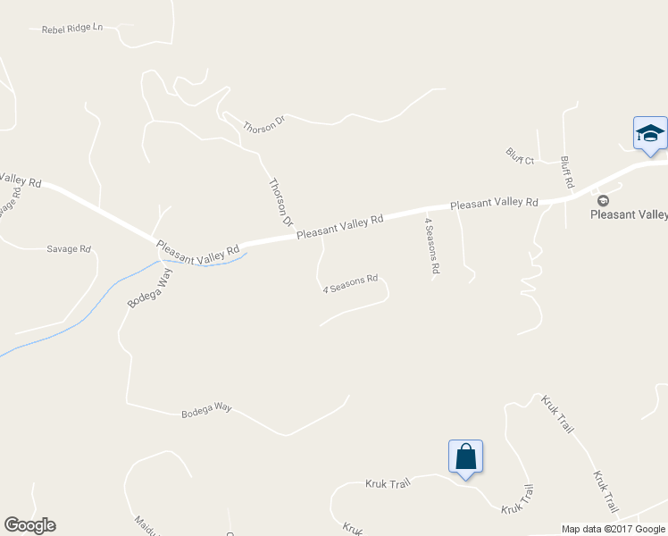 map of restaurants, bars, coffee shops, grocery stores, and more near 4355 4 Seasons Road in Placerville