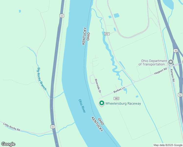 map of restaurants, bars, coffee shops, grocery stores, and more near 241 Riverside Drive in Wheelersburg