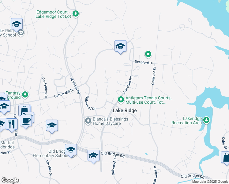 map of restaurants, bars, coffee shops, grocery stores, and more near 2917 Burgundy Place in Woodbridge