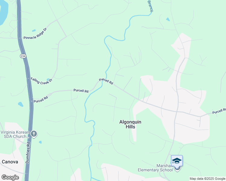 map of restaurants, bars, coffee shops, grocery stores, and more near 12213 Timberwolf Trail in Manassas