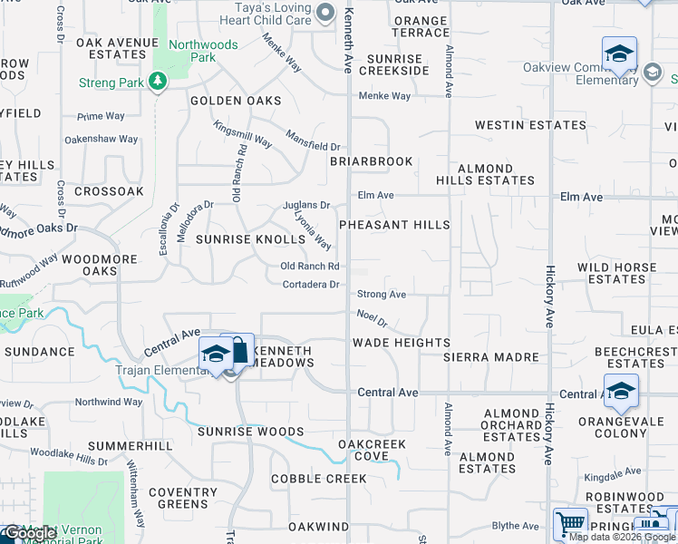 map of restaurants, bars, coffee shops, grocery stores, and more near 6901 Lyonia Way in Orangevale