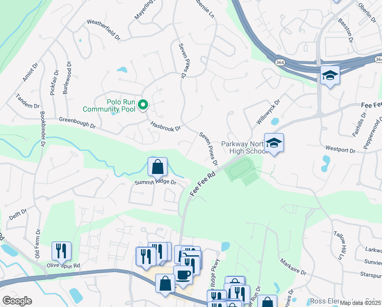 map of restaurants, bars, coffee shops, grocery stores, and more near 1762 Sprucedale Drive in St. Louis