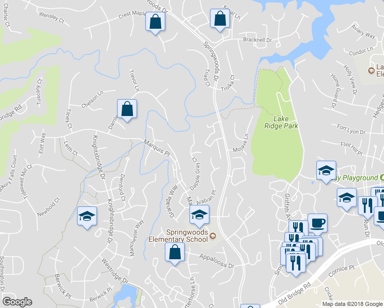 map of restaurants, bars, coffee shops, grocery stores, and more near 12189 Dapple Gray Court in Woodbridge