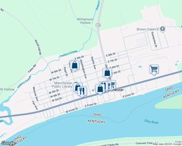 map of restaurants, bars, coffee shops, grocery stores, and more near 311 East 6th Street in Manchester