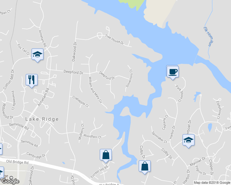 map of restaurants, bars, coffee shops, grocery stores, and more near 12063 John Hancock Court in Woodbridge