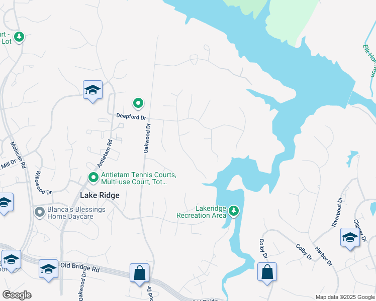 map of restaurants, bars, coffee shops, grocery stores, and more near 12017 William and Mary Circle in Woodbridge