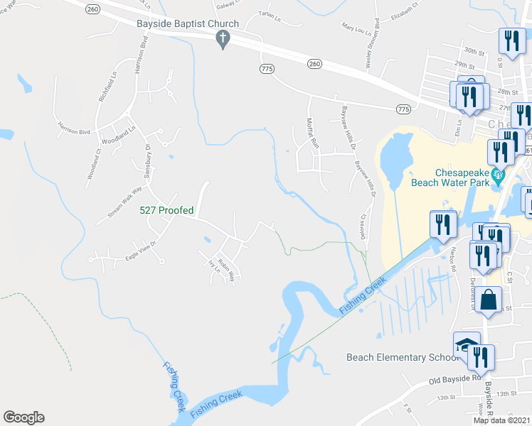 map of restaurants, bars, coffee shops, grocery stores, and more near 8437 Clear Spring Drive in Chesapeake Beach