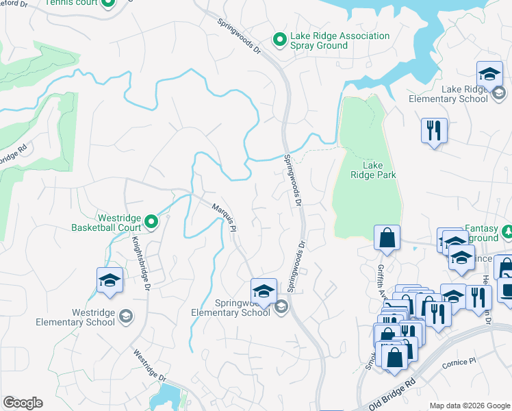 map of restaurants, bars, coffee shops, grocery stores, and more near 12185 Dapple Gray Court in Woodbridge