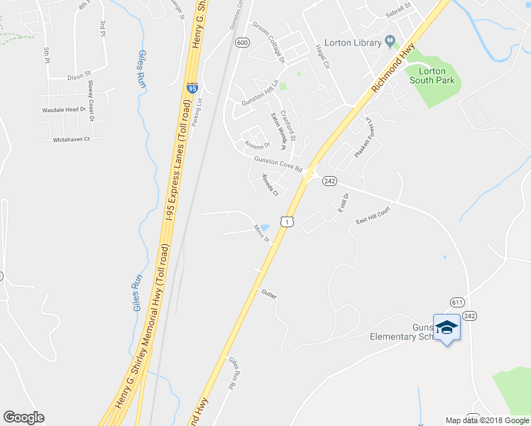 map of restaurants, bars, coffee shops, grocery stores, and more near 9816 Richmond Highway in Lorton