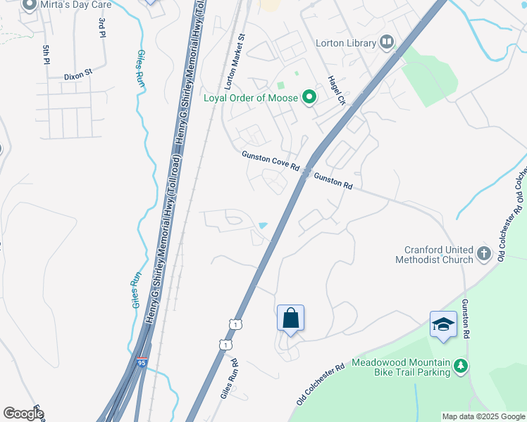 map of restaurants, bars, coffee shops, grocery stores, and more near 9816 Richmond Highway in Lorton