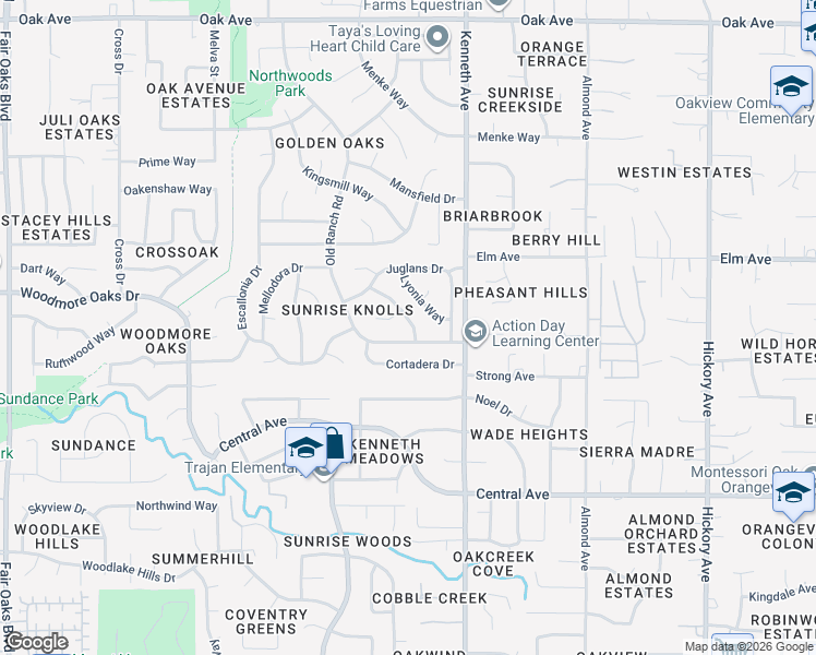 map of restaurants, bars, coffee shops, grocery stores, and more near 6907 Acer Way in Orangevale