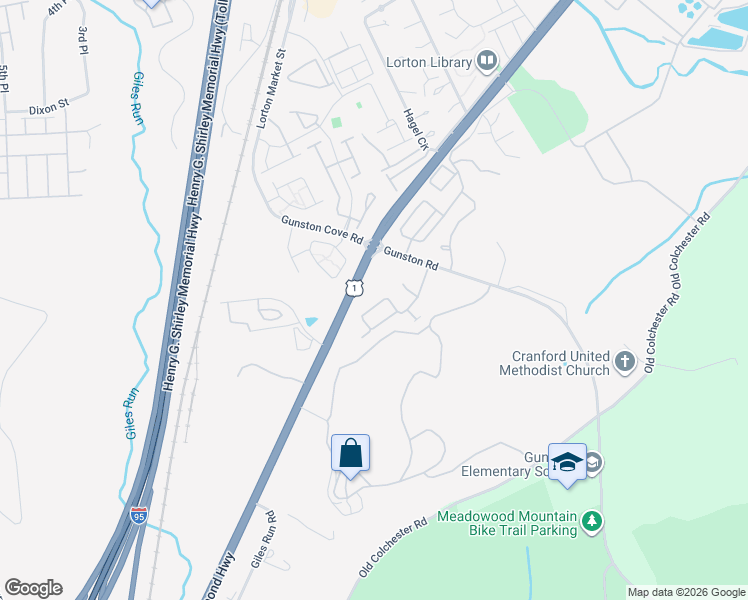 map of restaurants, bars, coffee shops, grocery stores, and more near 9953 East Hill Drive in Lorton