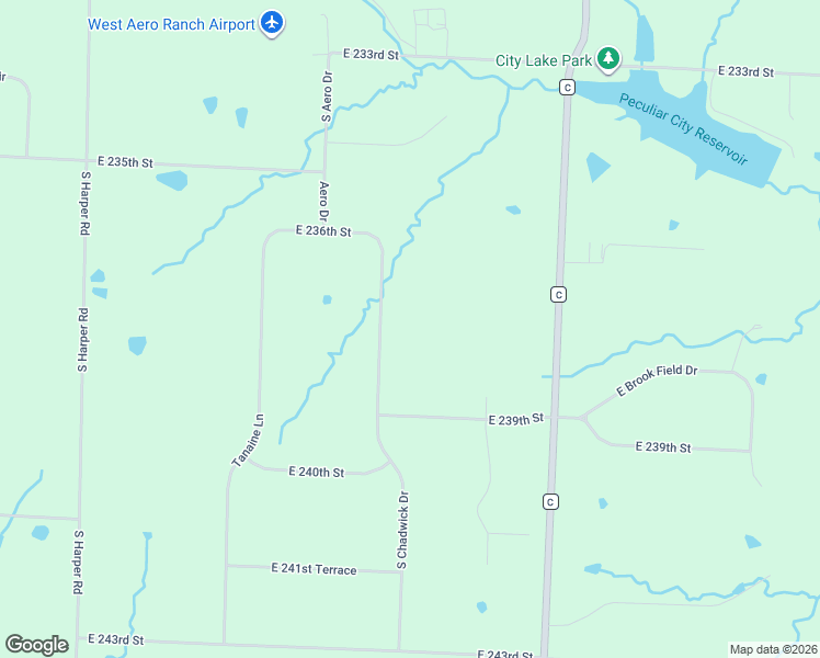 map of restaurants, bars, coffee shops, grocery stores, and more near 23715 South Chadwick Drive in Peculiar