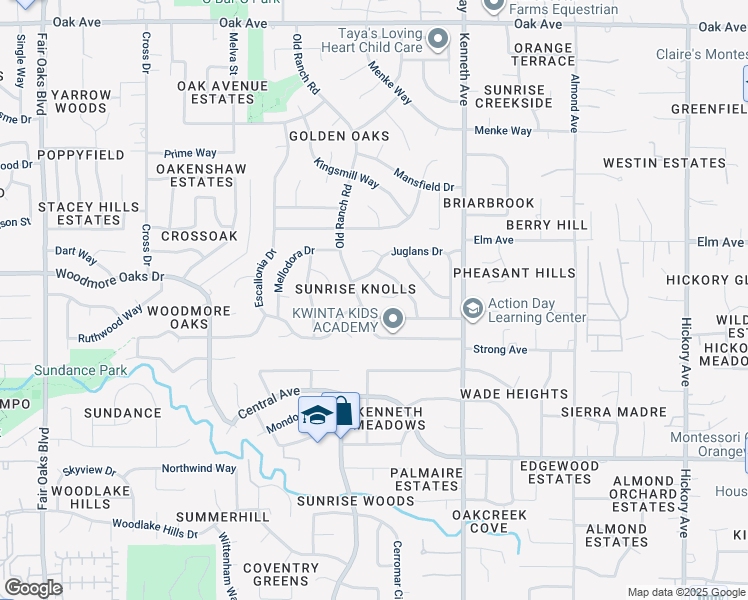 map of restaurants, bars, coffee shops, grocery stores, and more near 8426 Ortiz Court in Orangevale