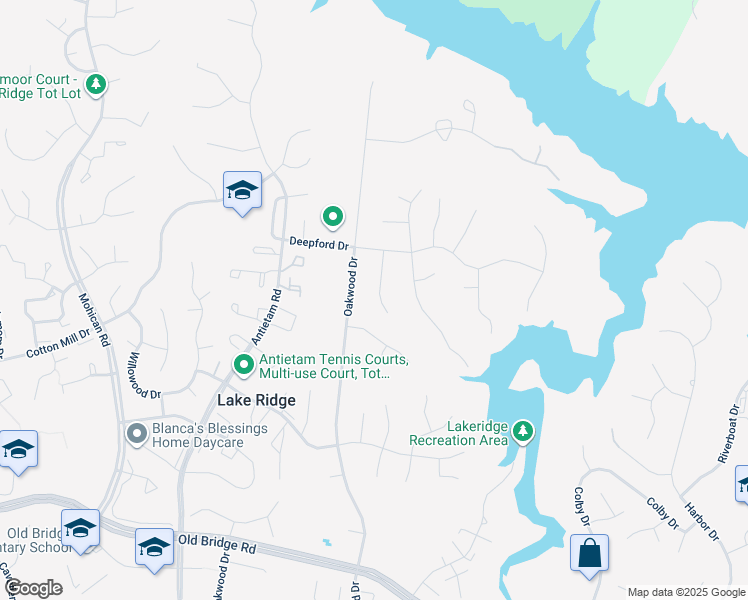 map of restaurants, bars, coffee shops, grocery stores, and more near 12212 Redwood Court in Woodbridge