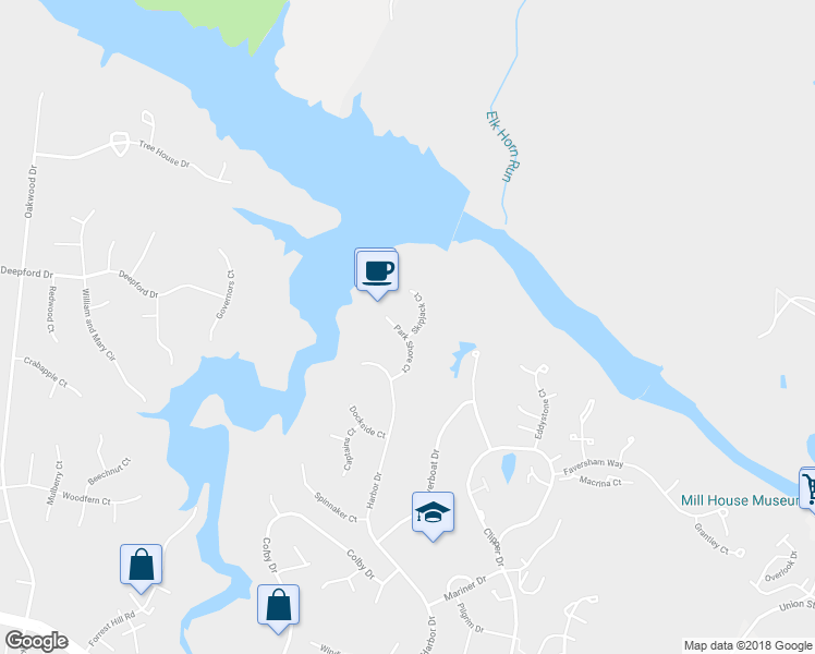 map of restaurants, bars, coffee shops, grocery stores, and more near 12014 Skipjack Court in Woodbridge