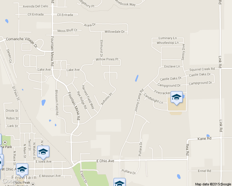 map of restaurants, bars, coffee shops, grocery stores, and more near 409 Autumn Place in Fountain