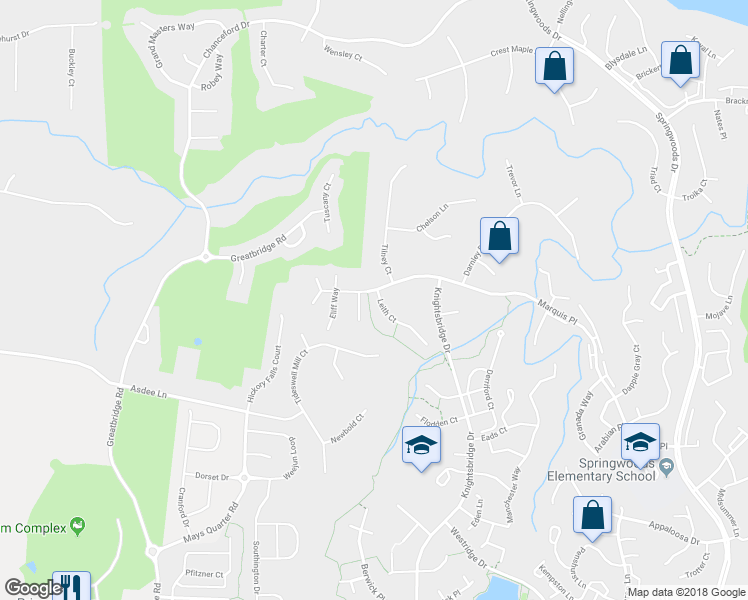 map of restaurants, bars, coffee shops, grocery stores, and more near 12300 Leith Court in Woodbridge