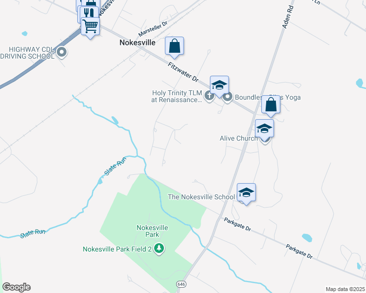 map of restaurants, bars, coffee shops, grocery stores, and more near 12079 Hooker Ln in Nokesville