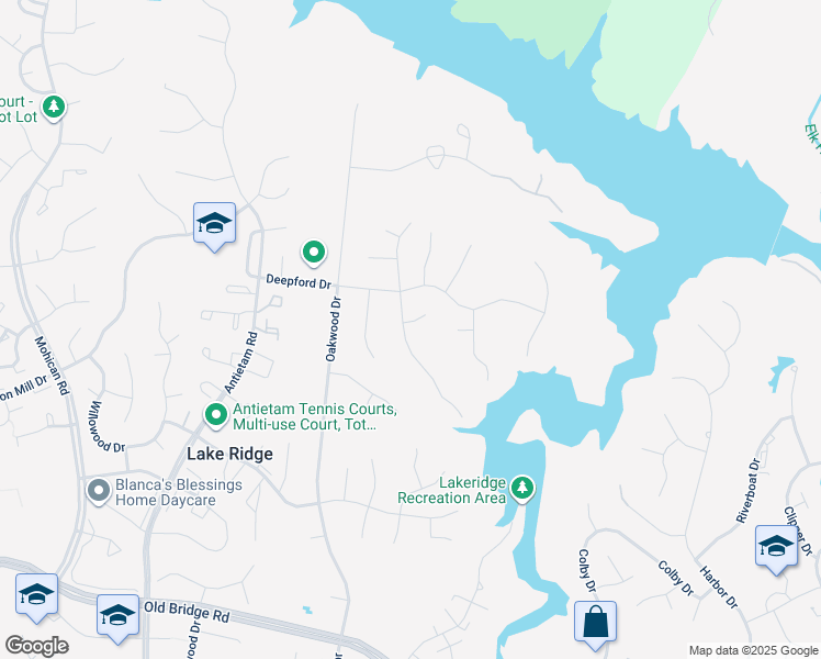 map of restaurants, bars, coffee shops, grocery stores, and more near 12009 William and Mary Circle in Woodbridge