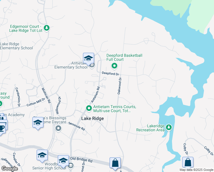 map of restaurants, bars, coffee shops, grocery stores, and more near 2767 Marsala Court in Woodbridge