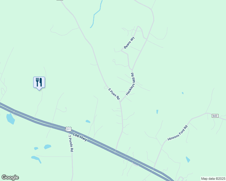 map of restaurants, bars, coffee shops, grocery stores, and more near South Poes Road in Amissville
