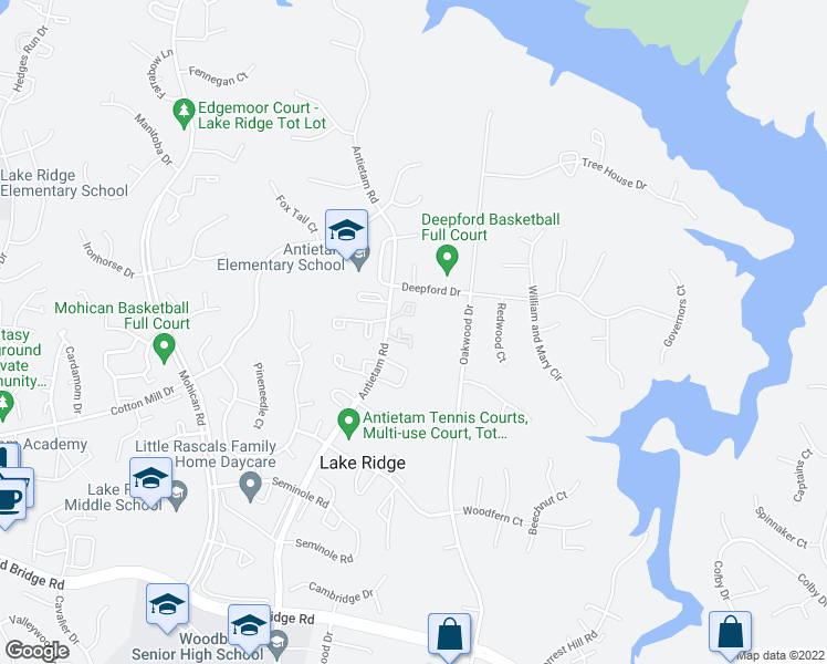 map of restaurants, bars, coffee shops, grocery stores, and more near 2766 Marsala Court in Woodbridge