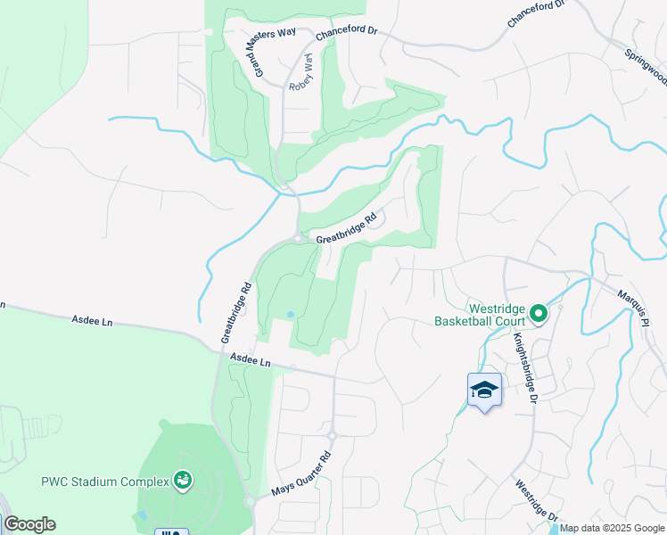 map of restaurants, bars, coffee shops, grocery stores, and more near 4517 Mosser Mill Court in Woodbridge