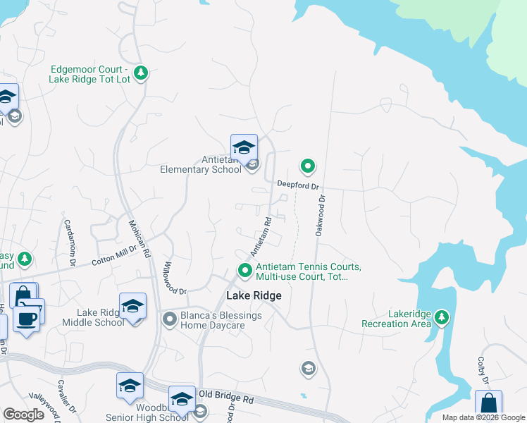 map of restaurants, bars, coffee shops, grocery stores, and more near 2907 Marsala Court in Woodbridge
