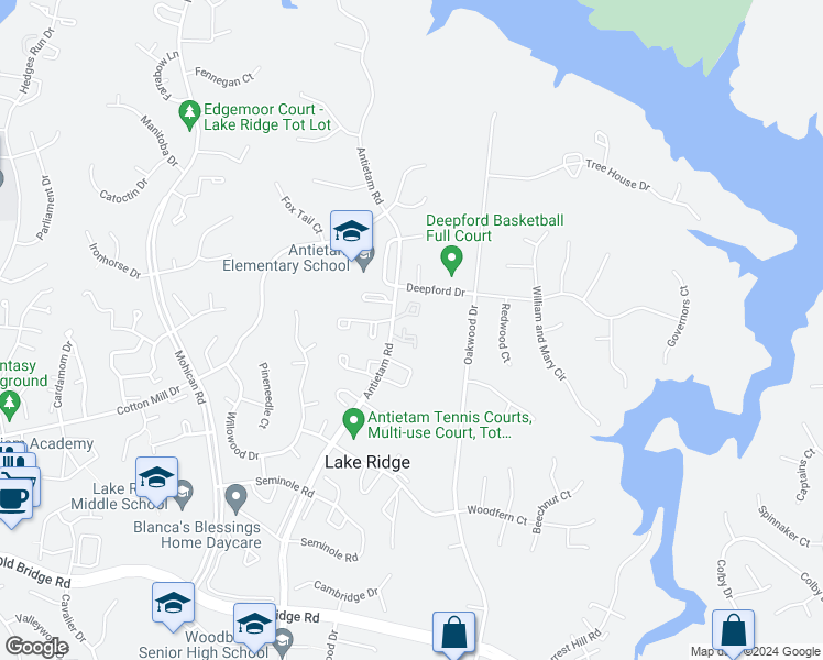 map of restaurants, bars, coffee shops, grocery stores, and more near 2752 Marsala Court in Woodbridge