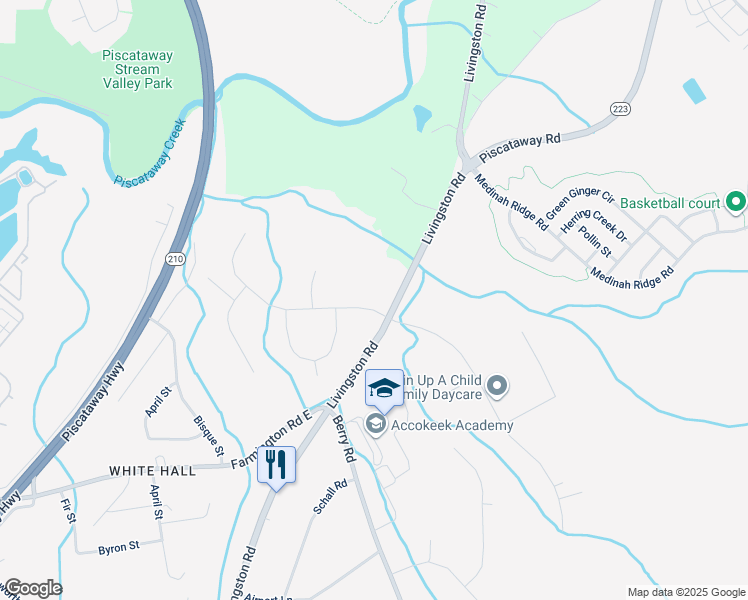 map of restaurants, bars, coffee shops, grocery stores, and more near 2020 Saint James Road in Accokeek