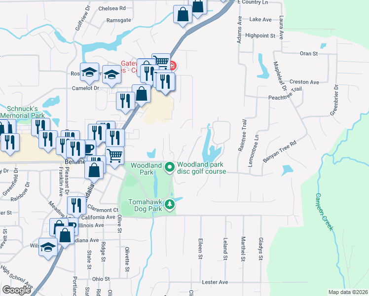 map of restaurants, bars, coffee shops, grocery stores, and more near 222 Pine Lake Road in Collinsville
