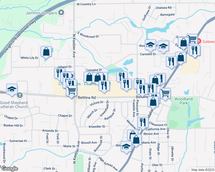 map of restaurants, bars, coffee shops, grocery stores, and more near 571 Beltline Road in Collinsville