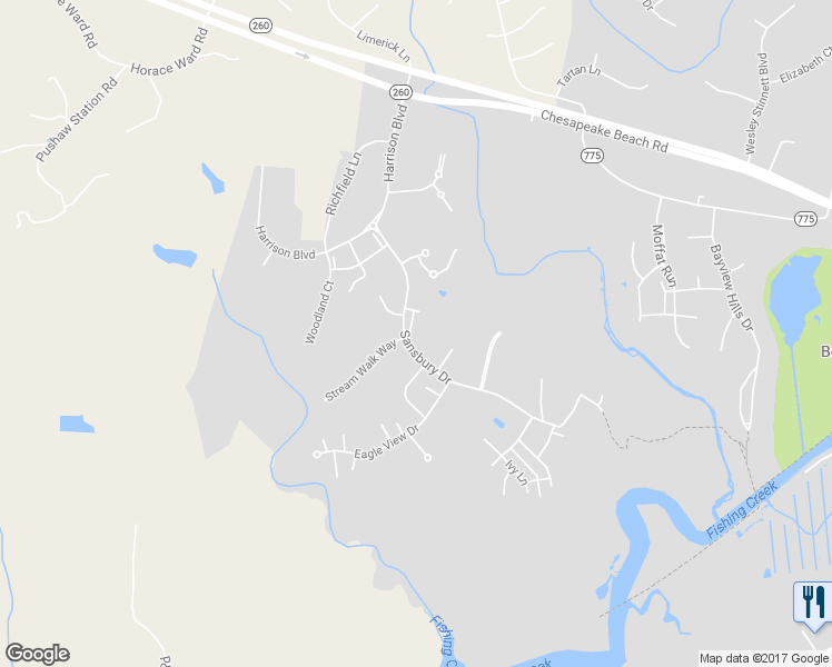 map of restaurants, bars, coffee shops, grocery stores, and more near 2417 Green Leaf Terrace in Chesapeake Beach