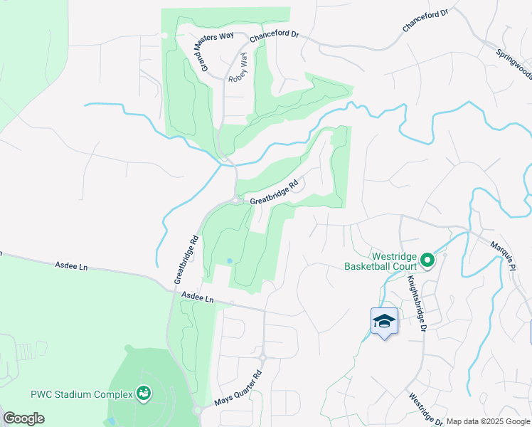 map of restaurants, bars, coffee shops, grocery stores, and more near 4509 Mosser Mill Court in Woodbridge